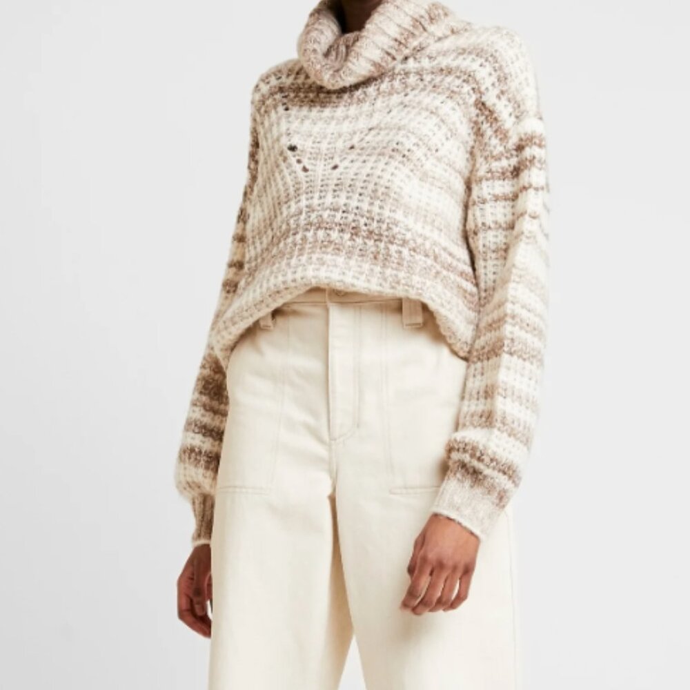Hollister NWT Oversized Knitted Cowl/Turtle Neck Sweater - Medium in Brown Tones